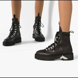 Off White Virgil Abloh black leather boots 39 SIZE 9 US